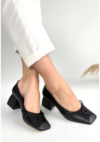 Resim Ezel Glory Cande Siyah Cilt Topuklu Ayakkabı Çok Renkli 