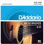 Resim D'Addario EJ11 80/20 Bronze Akustik Gitar Teli (12-53) 