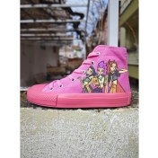 Resim Pembe Pembe Taban Kpop Baskılı Keten Çocuk Spor Ayakkabı Sneaker 