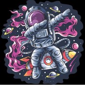 Resim Reysa Tasarım Astronot 10x10 cm Renkli Sticker 