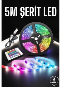 Resim Led Işık 5 Metre Şerit Led Rgb Işıklı Çok Renkli 