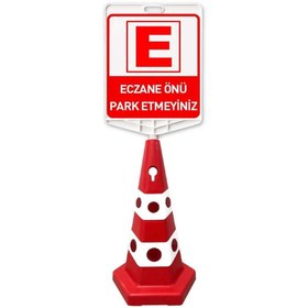Resim Hayat Trafik Eczane Önü Park Yapılmaz Çift Taraf Baskı + Kedi Gözlü Ağırlıklı Trafik Koni Trafik Dubası 