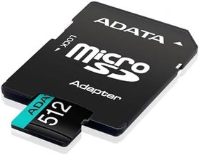 Resim ADATA Premier Pro 512GB microSDXC/SDHC UHS-I U3 Class 10(V30S) Bellek Kartı, Siyah 