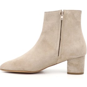 Resim Gönderi R Bej Süet Fermuarlı Sivri Burun Hakiki Deri Bot Bej 