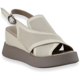 Resim Albini 10242 Hakiki Deri Kadın Sandalet - Bej Bej 