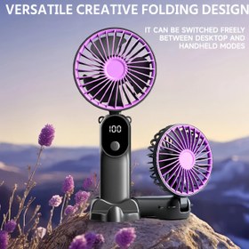 Resim USB Mini Taşınabilir Sessiz Masaüstü Fan - Dijital Ekranlı Yurt İçin 