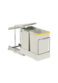 Resim Pelikan Carrier Raylı Çift Bölmeli Dolap İçi Çöp Kovası 14 + 14 Gri 