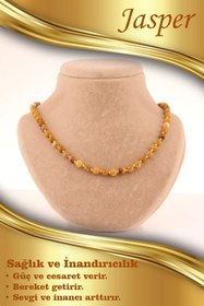 Resim OSMANLI DEĞERLİ TAŞ Sertifikalı Jasper 6mm Düğümlü Kolye 