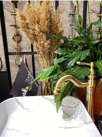 Resim İsaoğlu Yapı Antik Gold Çanak Lavabo Bataryası Mat Altın Çanak Bataryası Gold Lavabo Bataryası Gold 