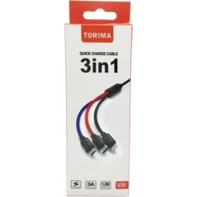 Resim Torima 3IN1 Hızlı Şarj Kablosu Type-C Lightning Micro 1,2 m Dayanıklı Veri Aktarım Özellikli 