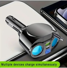 Resim Cordial Siyah Usb Qc3.0 Tip-c Pd Hızlı Araç Şarj Aleti Voltaj Göstergeli 12v 24v Şarj Cihazı 