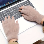 Resim Kadınlar için Peluş Parmaksız Eldivenler - Dokunmatik Ekran Uyumlu Yazı, Sürüş ve Dış Mekan Sporları İçin Kışlık Eldivenler, Esnek Yumuşak El Isıtıcılar, Düz Renk Günlük Moda Aksesuarları, Soğuk Hava Koşulları İçin Eldivenler, Daktiloçular İçin El Giyim 