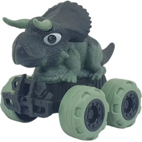 Resim Sürtmeli Dinazor Arabalar cm - H-20 - Triceratops - Yeşil 