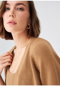 Resim Peraluna Kısa Kaşmir Karışım Kadın Triko Bolero Camel Melanj Camel 
