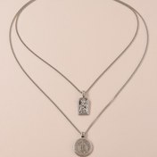 Resim Hip-hop Tarzı Çift Katmanlı Bozuk Para Kolye, Müzik Festivali Partileri İçin Uygun - 1 Adet/Set 