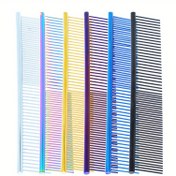 Resim Köpek Tüyü Temizleme Tarak, Paslanmaz Çelik Çok Renkli Evcil Hayvan Bakım Taraması, Gevşek Düğümlü Tüyleri Nazikçe Temizler, Köpekler ve Kediler İçin Temizlik ve Güzellik Tarak 