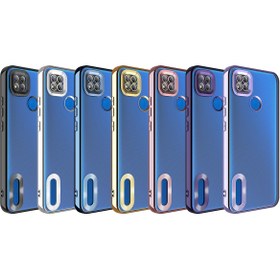 Resim Fibaks Redmi 9C/10A Kılıf Kamera Lens Korumalı Şeffaf Renkli Logo Gösteren Parlak Kapak Siyah 