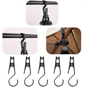 Resim 5 Adet Dayanıklı PVC Hafif Kancalar - Kamp, Seyahat & Çadır Aksesuarları için Ağır Hizmet Çok Amaçlı Dış Mekan Kanca, Havluları, Ekipmanı, Giysileri Sağlam Kancalar ve Kaymaz Tasarım ile Güvenle Asın, Kamp Aksesuarları, Klipsli Tasarım, Metal Klip Yapısı 