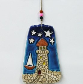 Resim Seramik Deniz Feneri Dekoratif El İşi Duvar Süsü Nazarlık 