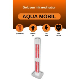 Resim Aqua Mobil 1400 Watt GSA14VP Isısı Ayarlanabilir Elektrikli Infrared Isıtıcı-Beyaz 