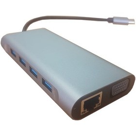 Resim Type-C Adaptör 11In1 Pd-Aux-Usb 2.0-3.0-Hdmi-Sdtf-Vga-Lan 