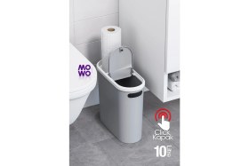 Resim Tr Click 10 Lt Çöp Kovası Gri, Mutfak, Banyo, Tuvalet Çöp Kutusu Plastik Banyo 10 L 14 x 30 Gri 