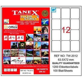 Resim Tanex Printer Lazer Yazıcı Etiketi Tw-2012 63.5X72 