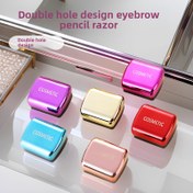 Resim İns Stil Çift Kullanımlı Pilsiz Kaş ve Ruj Kalem Kesici Seti: Çift Delikli Ahşap Taşınabilir Tasarım, Göz/Kaş Linerleri için Evrensel, Uçları Haspeta Olmadan, Seyahat ve Ev Makyaj Aracı Hediye Kutusu 