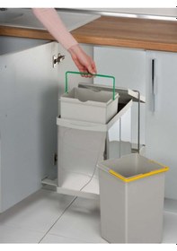 Resim Pelikan Steely 21200 Raylı Dolap Içi Çöp Kovası 14 14 Lt 28 Lt Beyaz - Gri 