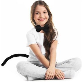 Resim Peluş Siyah Renk Kuyruk Ve Papyon Yetişkin Çuk Uyumlu - Elm-01-520602 