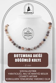 Resim OSMANLI DOĞAL TAŞ Botswana Akiği 8 Mm Düğümlü Doğal Taş Kolye 