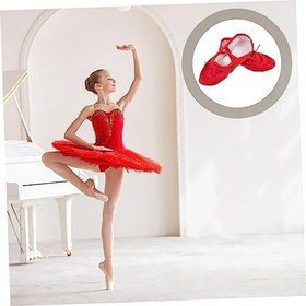 Resim GALPADA 1 Çift Bale Antrenman Ayakkabısı Tuval Dans Terlikleri Kız Bale Daireler Pointe Ayakkabı Terlik Yoga Daireleri Çocuklar Için Terlik Ayakkabı Çocuklar Caz Ayakkabıları Özlemek Flaş 