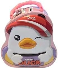 Resim Eğlenceli metal kumbara, hayvan şeklinde, asma kilit ve anahtar, çocuklar ve kızlar için büyük boy – Ördek kumbarası, yengeç, dinozor bebek, tek boynuzlu at bebek, penguen (yaz beyaz ördek) 