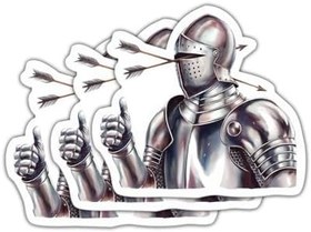 Resim (3 Adet) Ok Şövalyesi Zırh Çıkartması - Komik Aptal Şövalye - Mizahi Ortaçağ Çıkartması - Ok Çıkartması - Fantezi - Çıkartma 3 İnç Dizüstü Bilgisayar Su Şişeleri Telefon için 