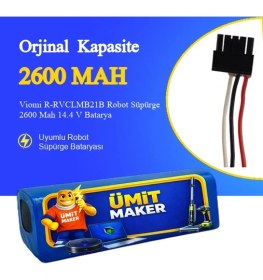 Resim Ümit Maker Viomi R-RVCLMB21B Robot Süpürge 2600 Mah 14.4 V - Orjinal Uyumlu Uzun Ömürlü, Yüksek Performans Pil 
