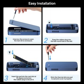 Resim EC6608 Air - 8TB NVMe SSD Destekli, M&B/M KEY, 10Gbps USB 3.1 Type-C, Dahili Fanlı, Alüminyum Disk Kutusu 