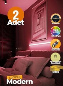 Resim luciole Uzaktan Kumandalı Led Lambader 2 Adet Yatak Üstü, Tv Yanı,Oturma Odası - Rgb Çok Renkli Bdl2 