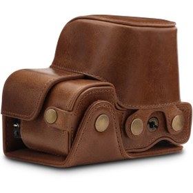 Resim MegaGear Kahverengi Sony Alpha A6400 (16-50mm) Gerçek Deri Kamera Kılıfı MG1646 