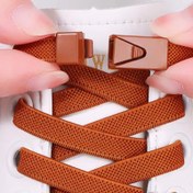 Resim 1 Çift 8mm Genişlikte Ağ Örgülü Düz Ayakkabı Bağcıkları, Elastik Bağlamasız Tasarım, Kahverengi Üçgen Metal Tokalar, Kolay Basınç Giderimi ve Güvenli Uyum için Hafif Polyester, Hızlı Bağlama Ayakkabılar | Şık Ayakkabı Görünümü | Metal Toka Kapatma, Ayakkabı Aksesuarları 