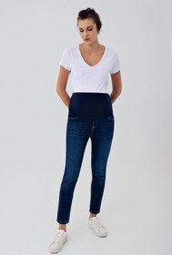 Resim Boyfriend Esnek Likralı Beli Ayarlanabilir Hamile Jean Pantolon J01 - Lacivert / 36 