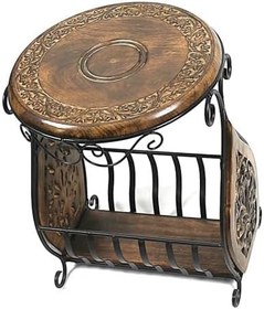 Resim Eskitme Ahşap Ferforje Sehpa Gazetelik 