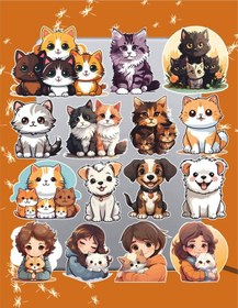 Resim Cute Cats Dogs Temalı Sticker Seti Laptop Ajanda Pc Tablet Telefon Defter Etiket Bullet Journal Diğer 