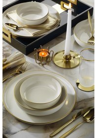 Resim Kütahya Porselen Moderna 18 Parça 6 Kişilik Yemek Takımı Altın Fileli 
