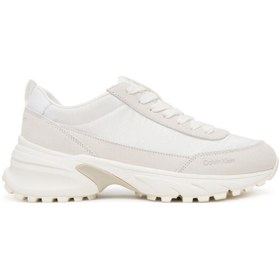 Resim Calvin Klein Kadın Kalın Topuk Bağlamalı Süet Kumaş Rahat Taban Beyaz Sneaker YW0YW01995-0IZ 