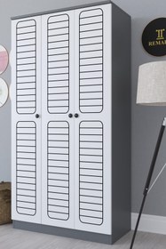 Resim Remaks Fuga 3 Kapaklı Elbise Dolabı - Antrasit Gövde Beyaz Kapak 