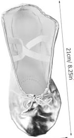 Resim Erkek Kız Için Kaymaz Pu Deri Bale Ayakkabısı Gümüş Renk Yoganız Ve Bale Pratiğiniz İçin Rahat Ve Denge Sağlayan Tasarım 