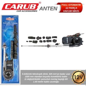 Resim Carub Anten 12v Full Otomatik 12 Parça Nikel Vakum 