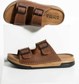 Resim ADIMİST Erkek Deri(SUNİ) Ortopedik Çift Monta Taban Ayarlı Dikişli Şık Ev Dışarı Terliği 