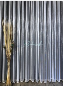 Resim Tül Perde Poly Pırıltı Desen Etek Kurşun 1. Sınıf Kumaş Krem 