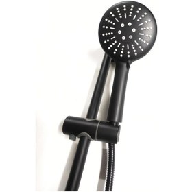 Resim Siyah Sürgülü Mix Paslanmaz Duş Seti Lüks Alfa Seri Siyah 